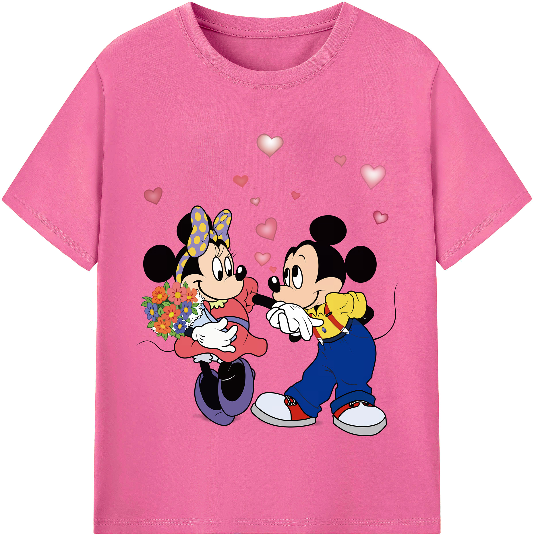 （画像用） ミッキーマウス Mickey Mouse レディースカジュアルプリントTシャツ（綿100％）